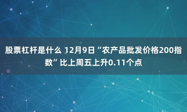 股票杠杆是什么 12月9日“农产品批发价格200指数”比上周五上升0.11个点