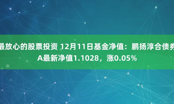 最放心的股票投资 12月11日基金净值：鹏扬淳合债券A最新净值1.1028，涨0.05%