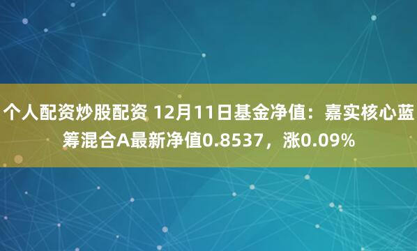 个人配资炒股配资 12月11日基金净值：嘉实核心蓝筹混合A最新净值0.8537，涨0.09%