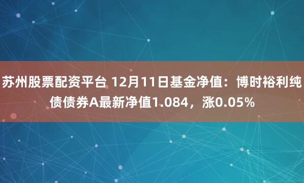 苏州股票配资平台 12月11日基金净值：博时裕利纯债债券A最新净值1.084，涨0.05%