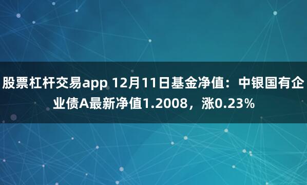 股票杠杆交易app 12月11日基金净值：中银国有企业债A最新净值1.2008，涨0.23%