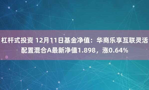 杠杆式投资 12月11日基金净值：华商乐享互联灵活配置混合A最新净值1.898，涨0.64%