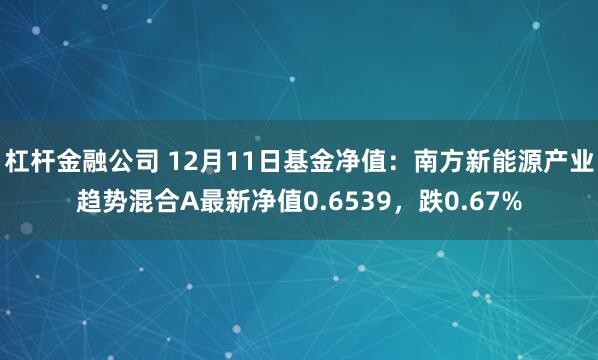 杠杆金融公司 12月11日基金净值：南方新能源产业趋势混合A最新净值0.6539，跌0.67%