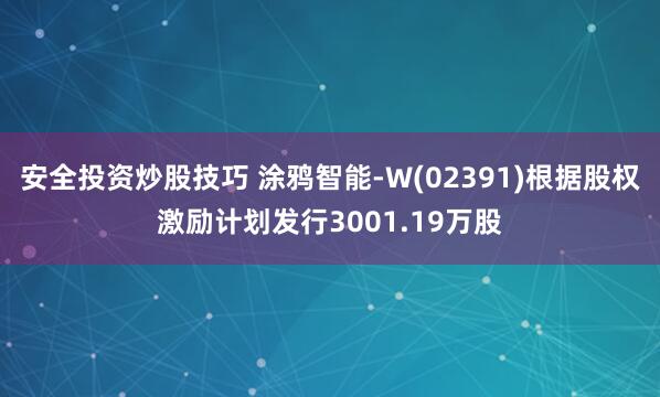 安全投资炒股技巧 涂鸦智能-W(02391)根据股权激励计划发行3001.19万股