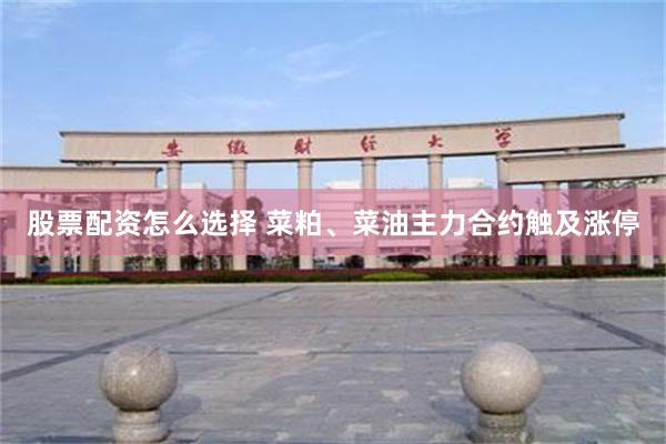 股票配资怎么选择 菜粕、菜油主力合约触及涨停